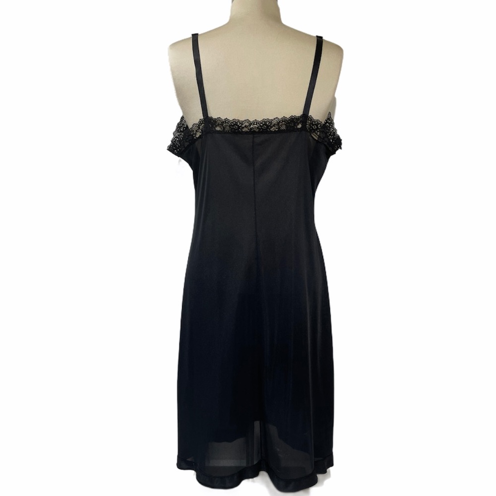 Vintage Slip Dress Full Slip Lace Lingerie Romantic Sexy Pin Up Black Med Large - Picture 7 of 12